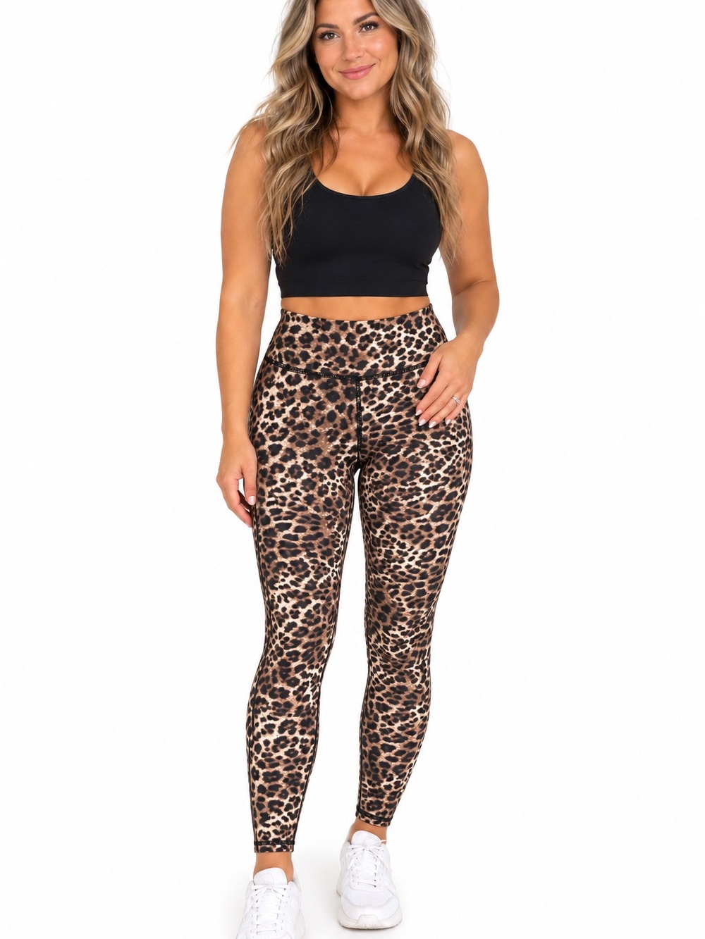 Spiritual Gangster Leopard-Print High-Rise Leggings in Brown and Black
